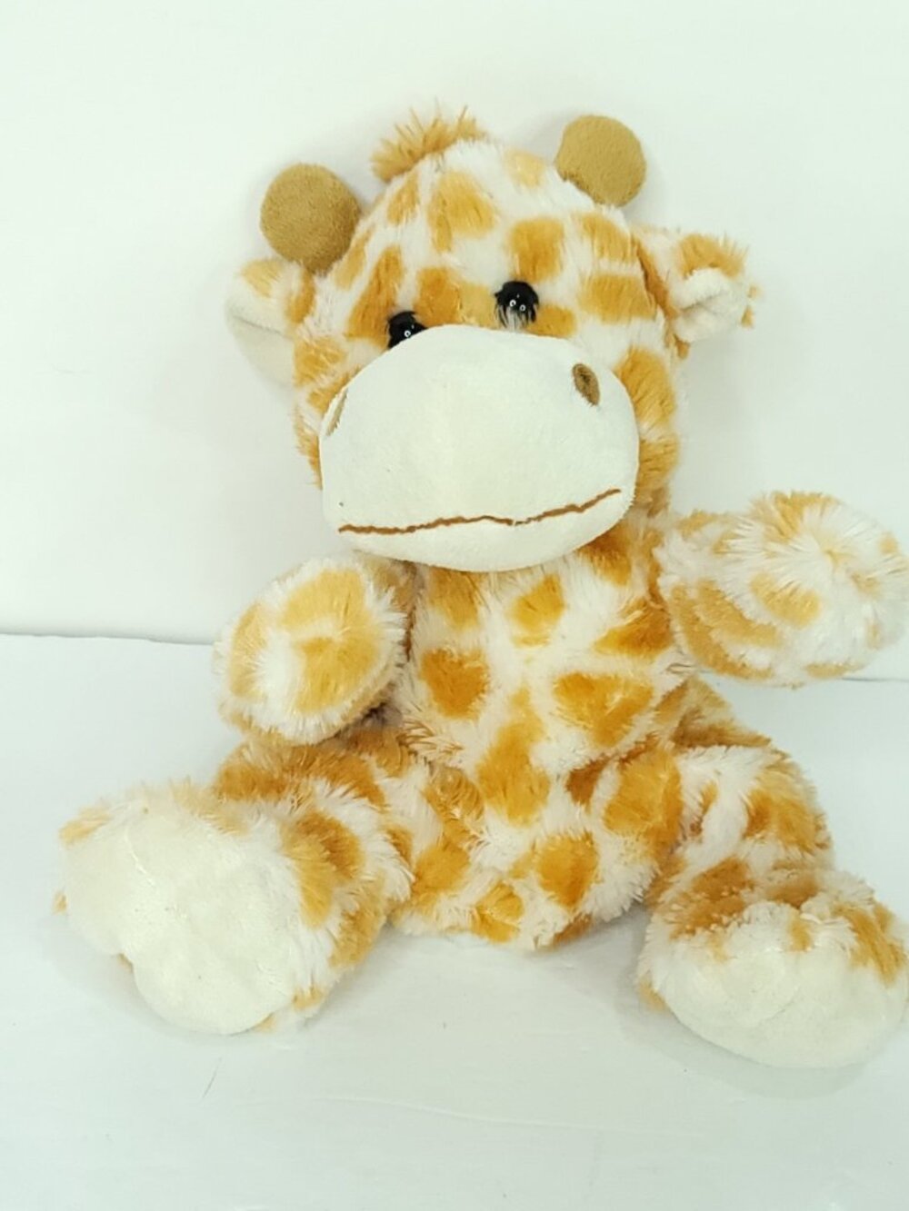 Giraffe Hand Puppet Orange White Brown Full Body Hard Eyes 10" Plush Toy
